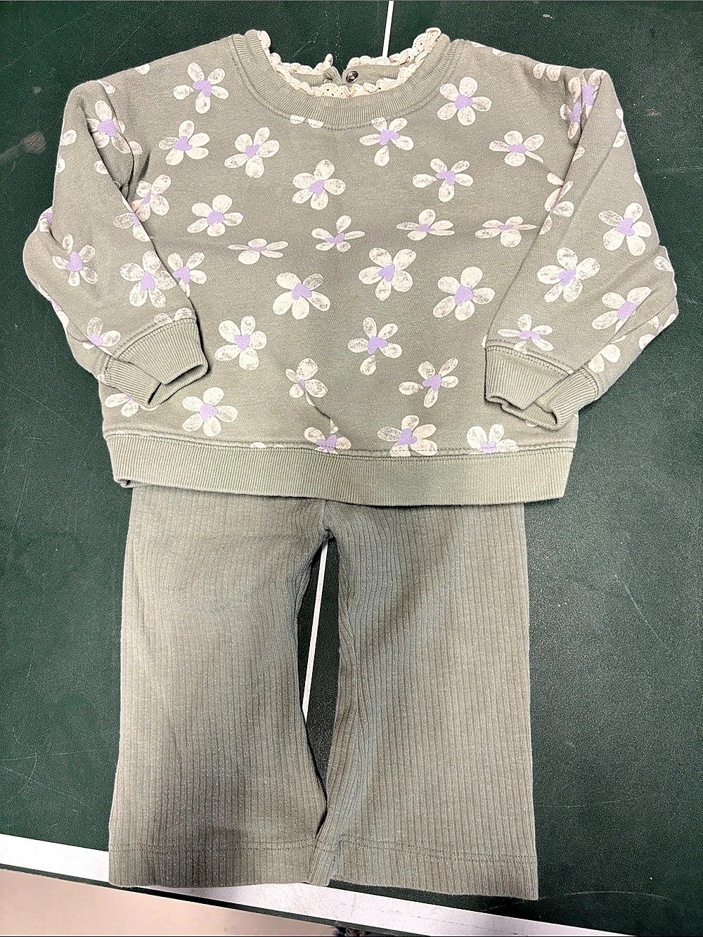 baby GAP Floral Matching Set Baby 18-24 Months Green